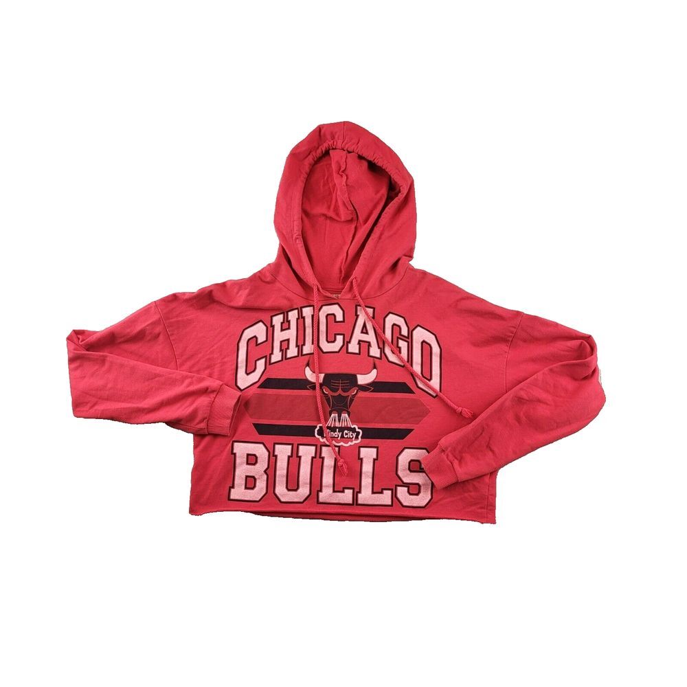 Chicago Bulls Womens Hardwood Classics Oversized Cropped Hoodie Red Size‎ Small